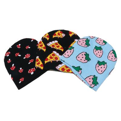 Pullover Hat Men's and Women's Casual Versatile Wool Hat Strawberry Mushroom Pizza Jacquard Knitted Hat Ear Protection Pullover Hat