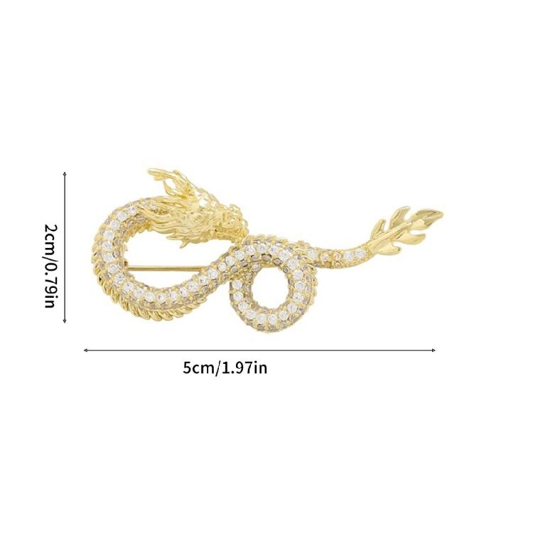 Retro Dragon Zircon Brooch Sparkling 3D Dragon Shape Badge Gothic Jewelry Gift