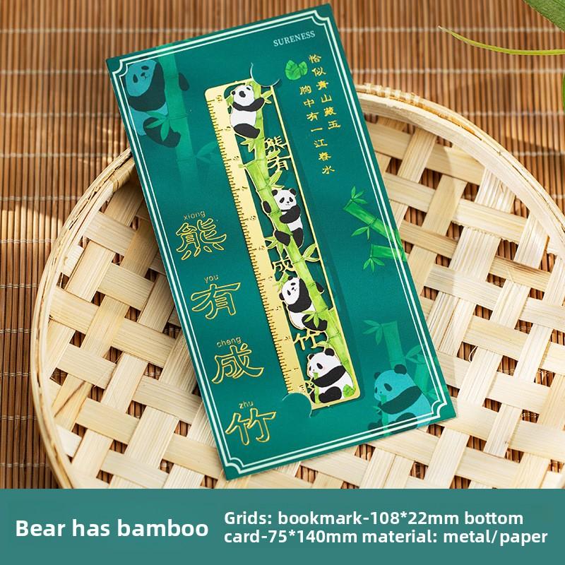 Retro Hollow Metal Panda Bookmark Chinese Style Book Clip Pagination Mark Book Holder Ruler Multifunction School Office Supplies