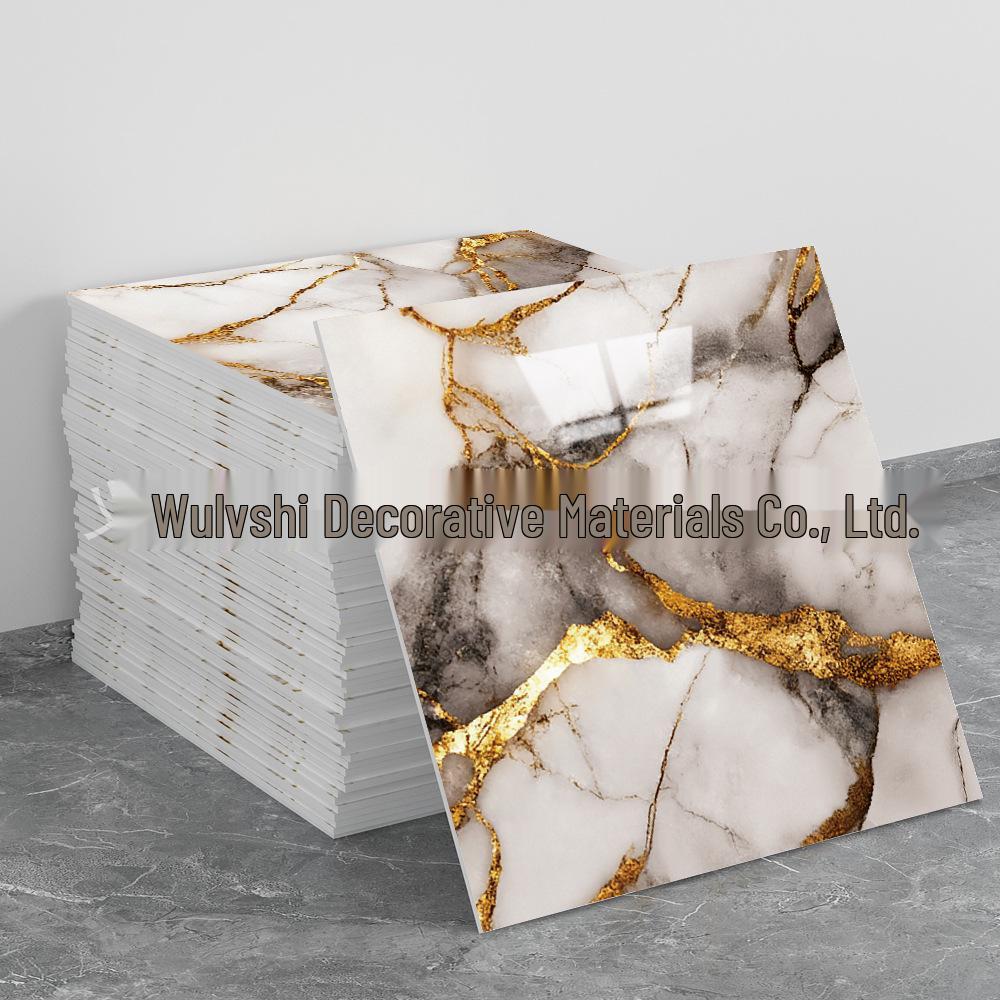Self-Adhesive Pink Marble Wallpaper: Waterproof, Heat-Resistant Wall Sticker with Aluminum Plastic Panel
