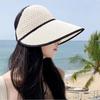 Summer Large Brim Ponytail-Friendly Straw Sun Hat with Face-Slimming Sun Protection