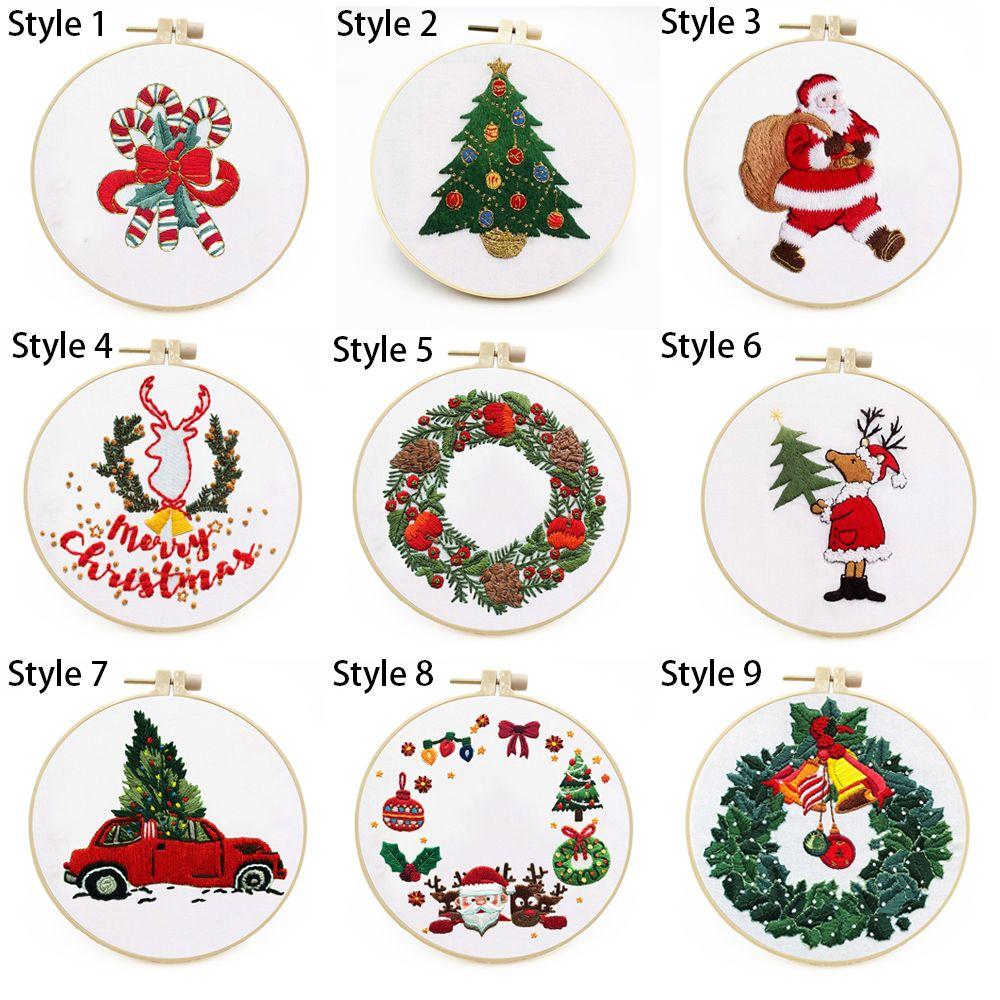 Accessories Xmas Patterns DIY Merry Christmas Cross Stitch Kit Embroidery Hoop Christmas Embroidery