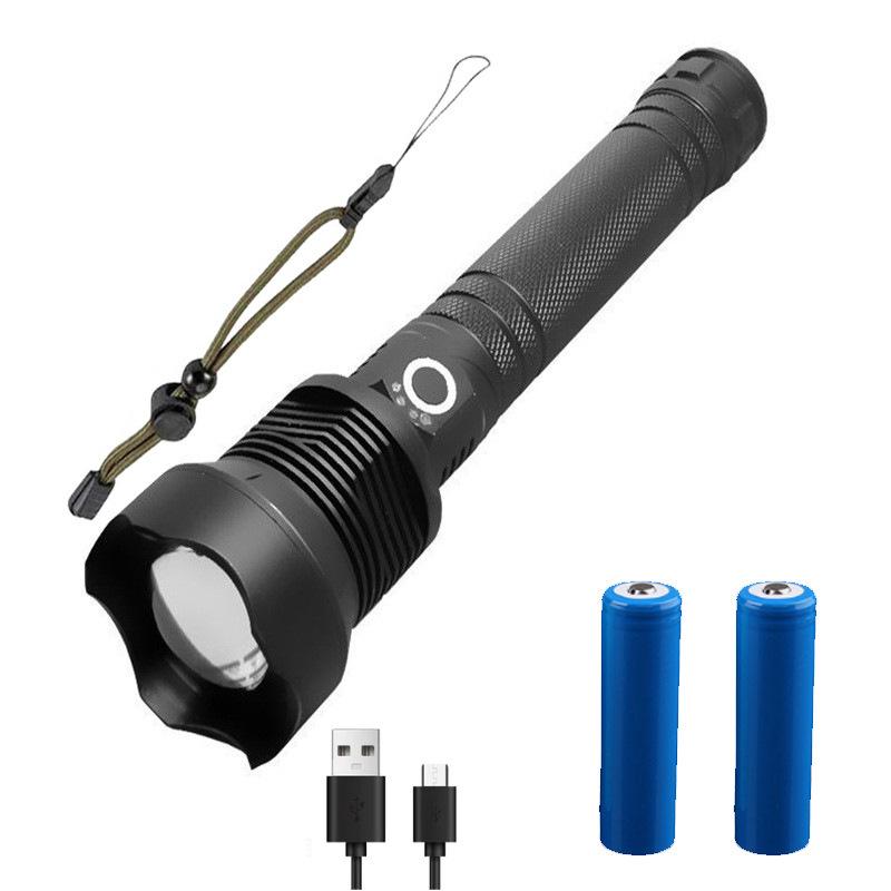 Waterproof Aluminum P90 High-Power Flashlight with Telescopic Focus and P70 Spotlight for Outdoor Use