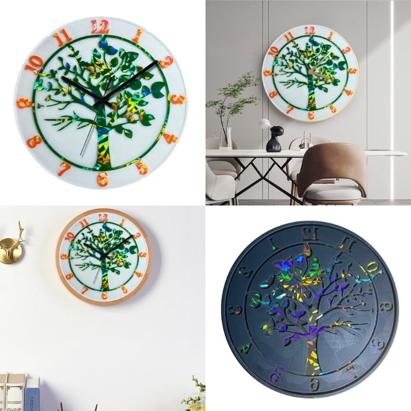 DIY Zegar Drzewo Silikonowa Forma Holograficzna Forma do Żywicy Wisior na Ścianę
