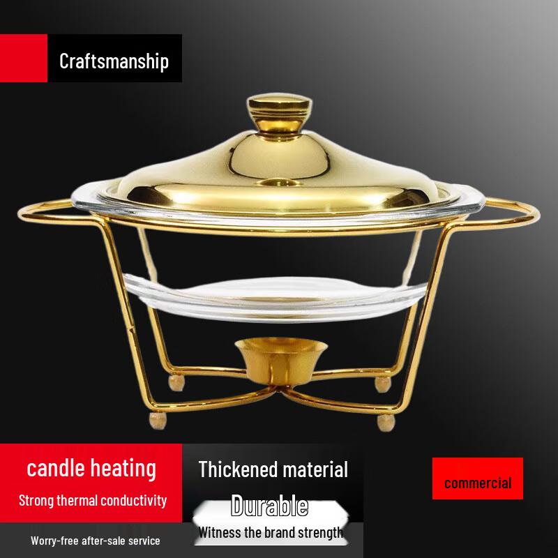 Sule Hotel Gold Stainless Steel Dry Pot with Candle Heater