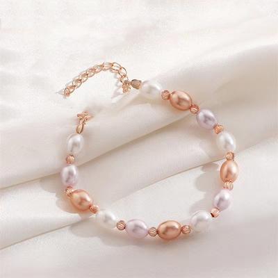 Bracciale Romantico Francese con Perle Colorate Femminilità Lusso Leggero Versatile Nicchia Semplice Bracciale Fatto a Mano con Perline Per Ragazze
