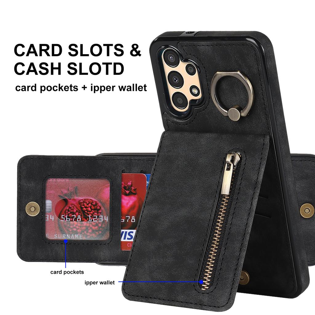 For Samsung Galaxy A13 5G/A13 4G RFID Blocking Kickstand Case Retro PU+TPU Wallet Phone Cover