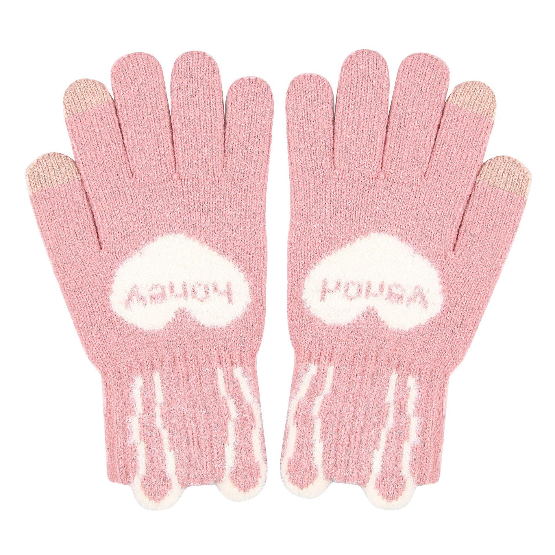 

Осенне-зимние вязаные теплые перчатки нового стиля для взрослых, студентов с сенсорным экраном, милые для езды на велосипеде, защита от холода, плюс бархат и утолщение One size