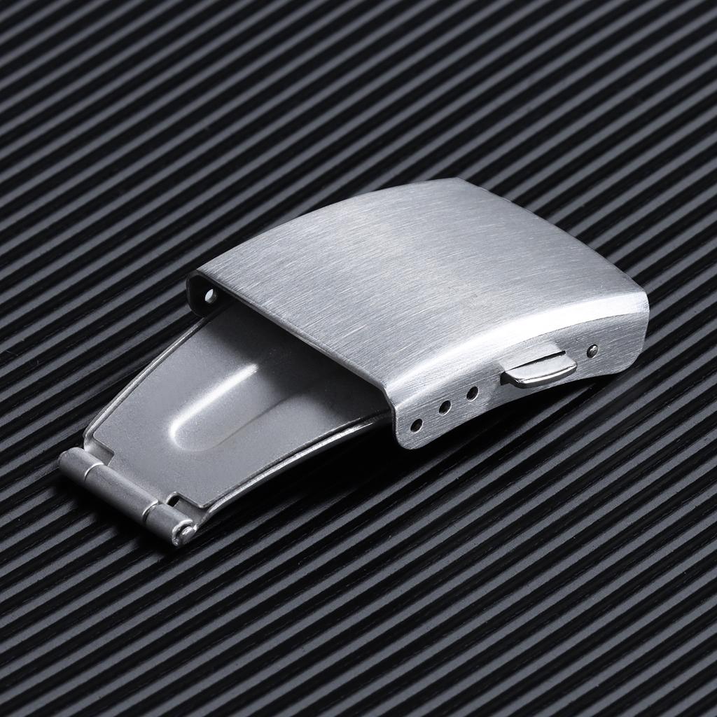 Double Push Button Fold Watch Clasp Deployment Silver Buckle 10 12 14 16 18 20 22mm Watch Strap Band  Stainless Steel Accessory