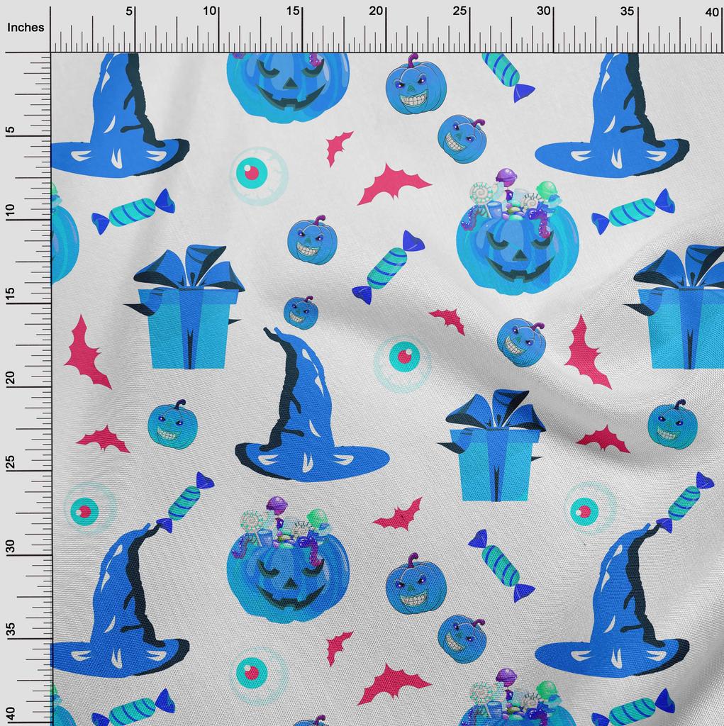 oneOone Bawełna Elastyczna Niebieska Tkanina Halloweenowe Materiały do Quiltingu Wzór Tkanina do Szycia na Metry 40 Cali
