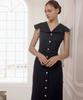 Julie And Kara 25Hs Collar124 Terroir Line Terroir Queen Sleeveless Tweed Dress Navy