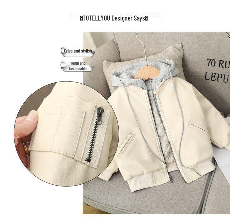 Kinder Baumwollgepolsterte Kunstlederjacke, Herbst/Winter 2025, Kleinkind Zweiteiler-Stil für Jungen und Mädchen.