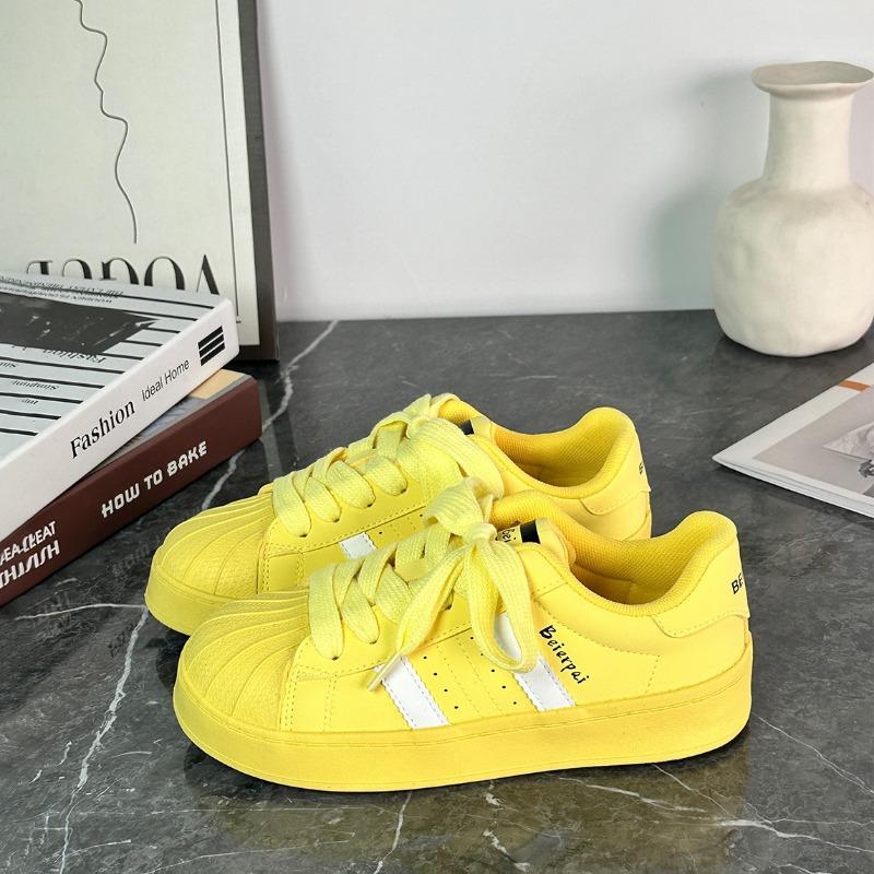 -7 vulcanized shell head board shoes women's spring versatile low-top thick-soled dopamine casual little white shoes