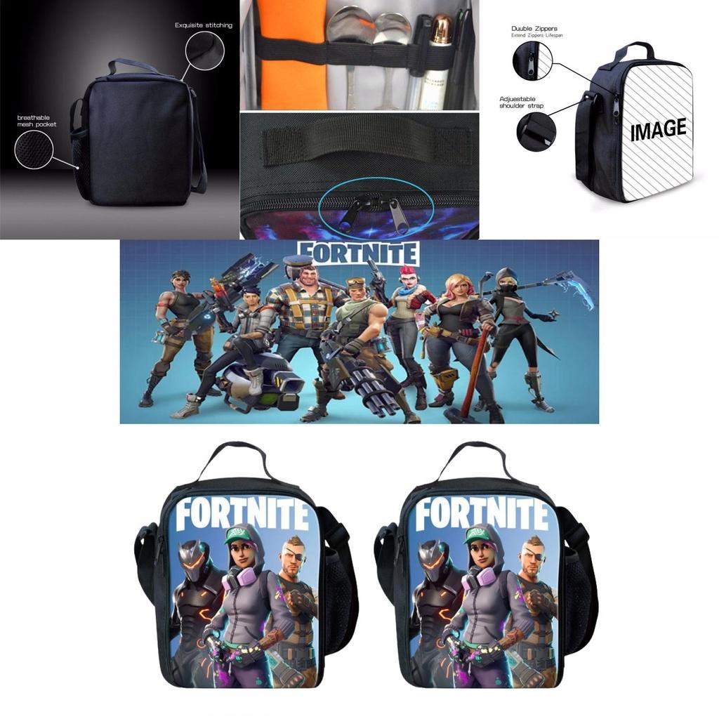 Borsa termica per il pranzo Fortnite per studenti, picnic all'aperto, tracolla regolabile, cerniere lisce incluse