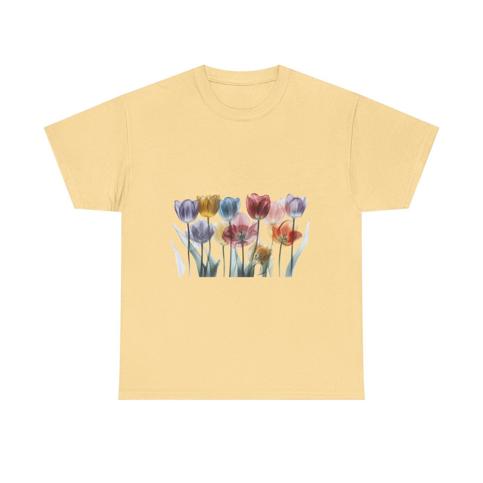 Tulips Floral Print Unisex Heavy Cotton Tee, Spring Fashion, Flower Lovers Gift 4XL