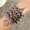 4Pcs Minimalist Natural Stone Beaded Bracelets for Men, Hematite & Tiger Eye & Onyx, Casual Wear Jewelry Gift