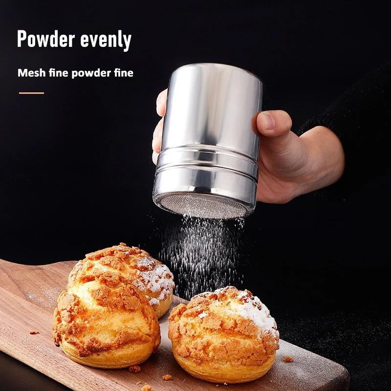 Stainless Steel Chocolate Shaker Cocoa Flour Coffee Sifter 16Pcs Coffee Stencils Template Strew Pad Duster Spray Tools