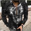 Men's Geometric Pattern Printed Long Sleeve Shirts Casual Cardigan New Button Holiday Fashion Shirts