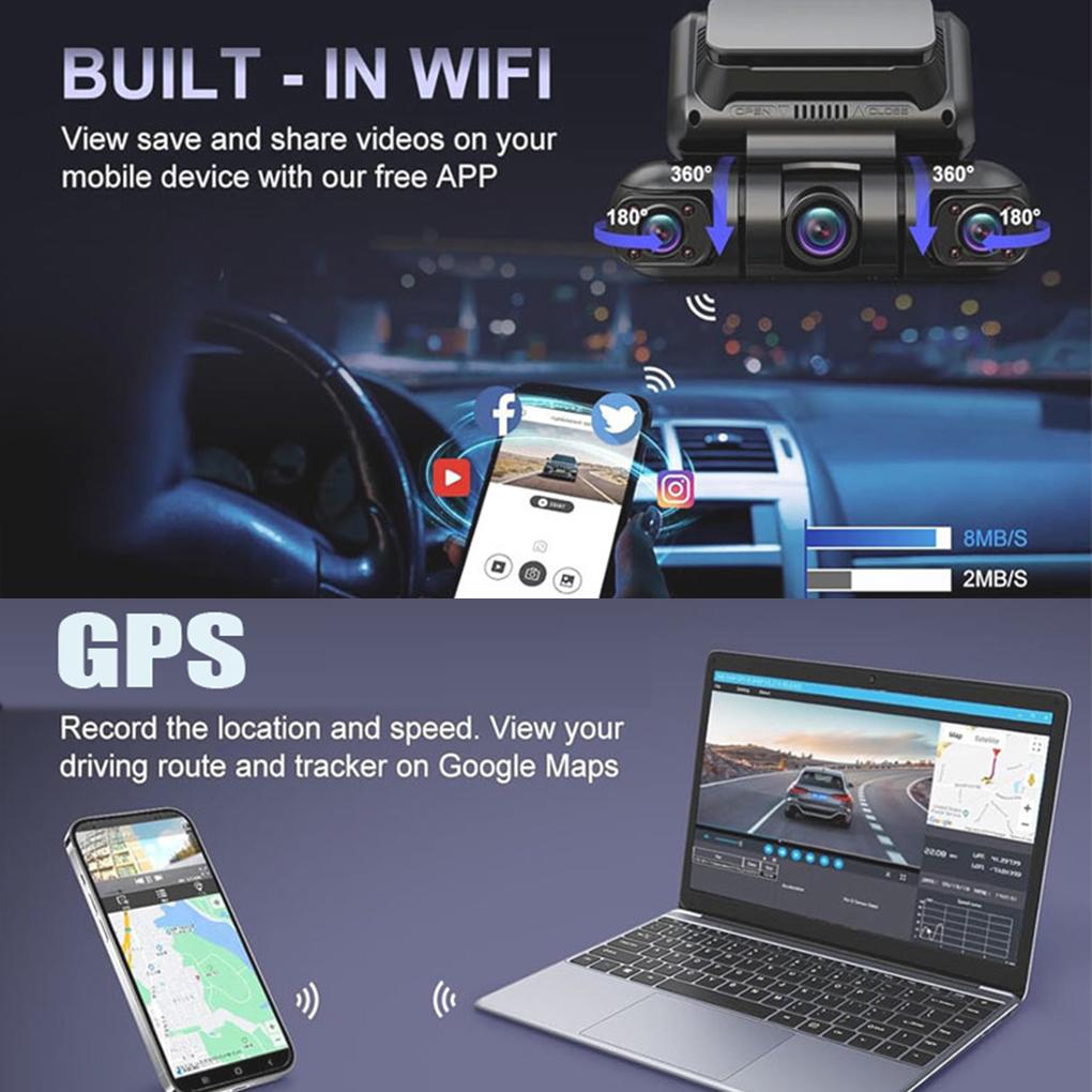Car 4Lens Dash Cam 2K1080P Car DVR Recorder Support Phone WIFI And G-PS Track 24h Parking Monitoring