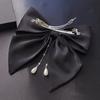 1pc Exquisite pearl hanging large bow hair clip, high-end feeling at the back of the head, spring clip top clip, new headwear