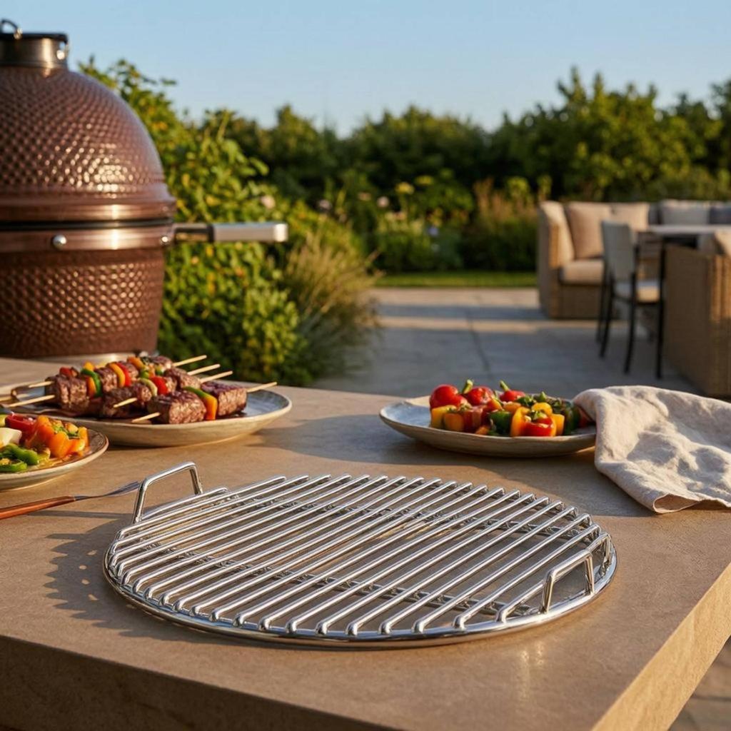 Stainless Steel Grill Grate Straight-Bar Circular Grill Grate Polished Finish Stainless Steel Grilling Rack