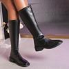 Fashion Autumn Winter Women's Knee High Boots Solid Color High Tube PU Leather Boots Woman Fashion Back Zipper Low Heel Long Botas Mujer