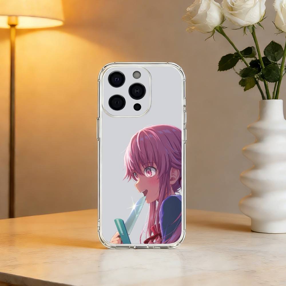 M-Mirai N-Nikki Gasai Yuno Anime Phone Case For iPhone 17 16 15 14 13 12 11 Mini Pro Max Plus Transparent Cover
