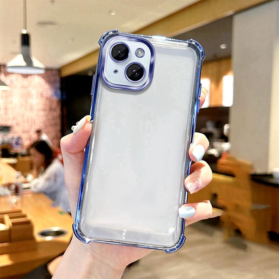 Airbag Shookproof Lens Case For Apple iPhone 16 15 14 13 12 11 Pro Max Plus Mini 16E X XS XR Plating Silicone Back Clear Cover