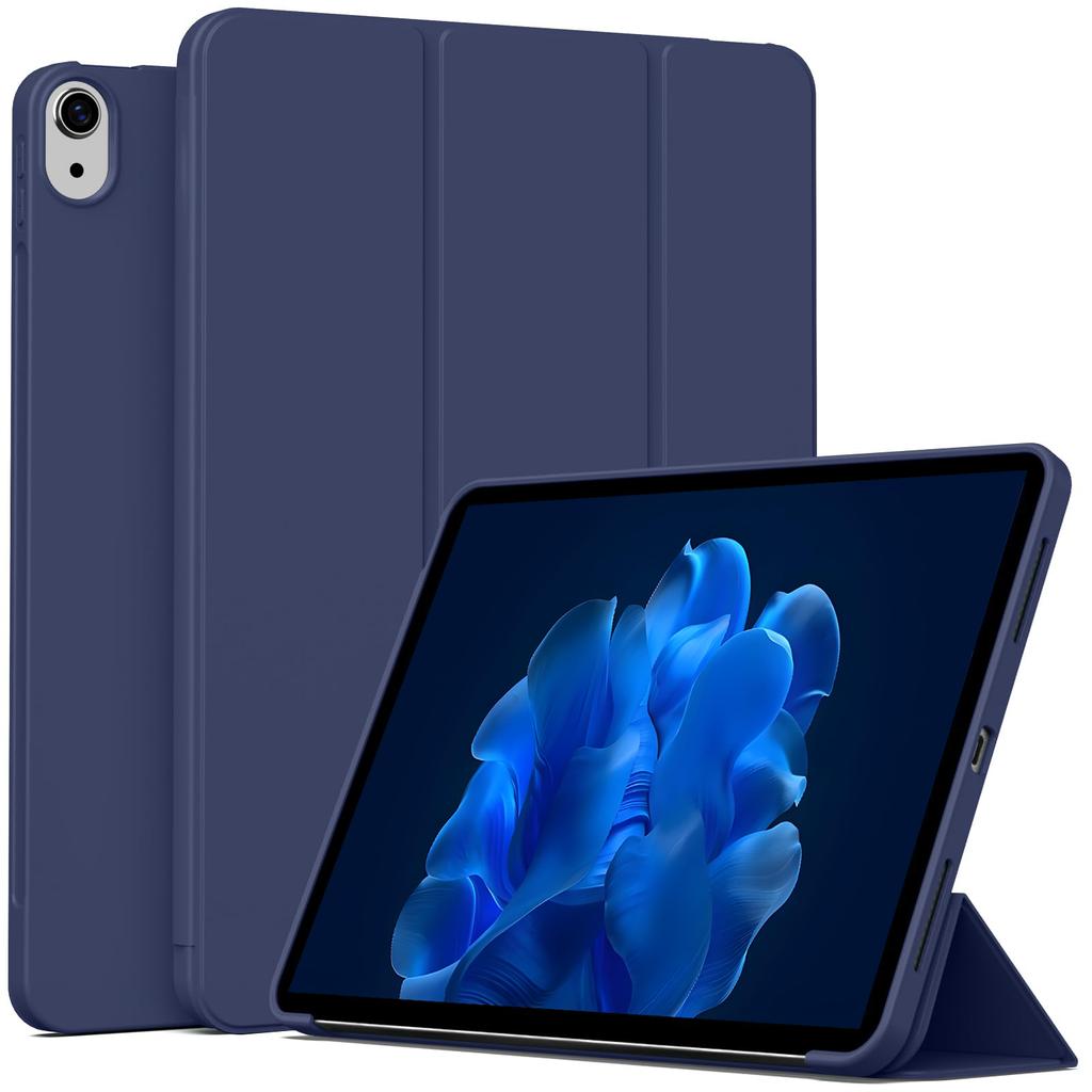 For iPad Air 4/5/6/7 Soft Silicone Case,For iPad 4th 5th 6th 7th Generation 2020 2022 2024 2025 PU Leather Flip Smart Cover
