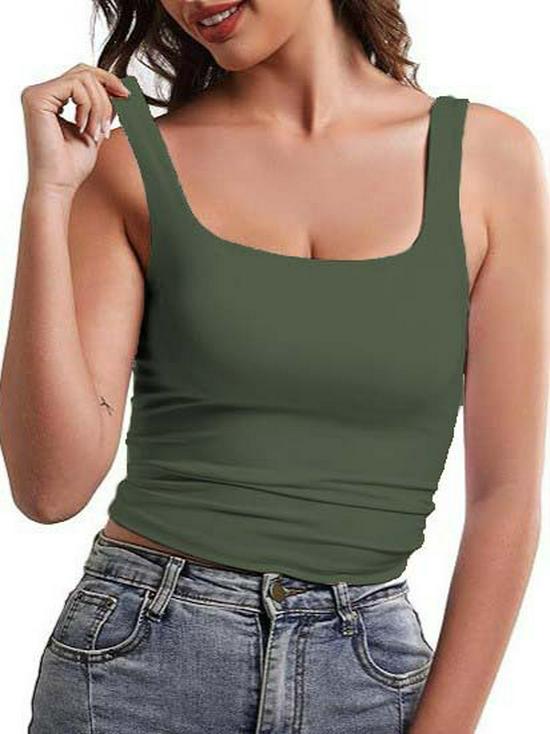 Women's Summer Square Neck Sleeveless Tank Top - Stylish Design