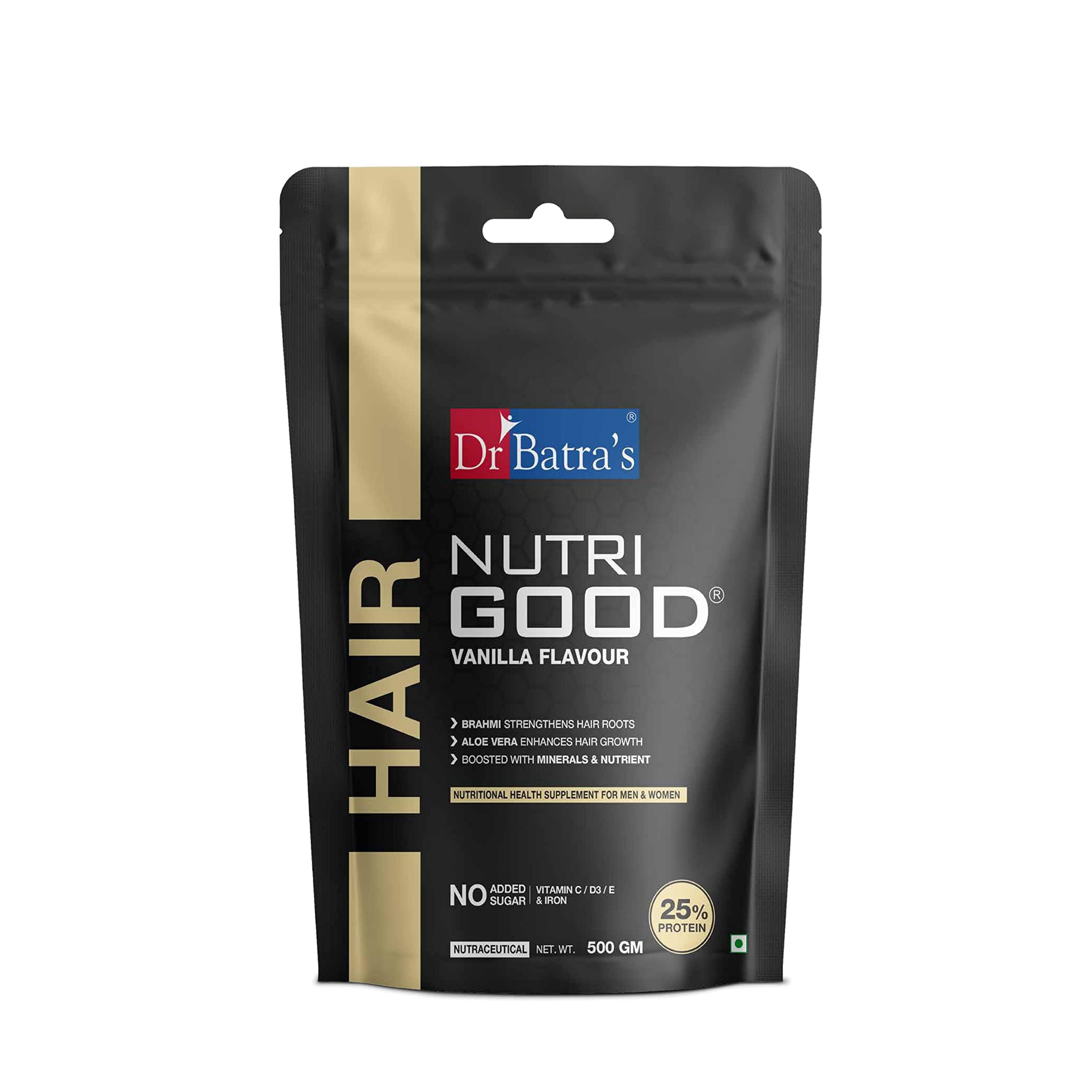 

Dr Batra’s Nutrigood Порошок протеина для волос 500 г Ваниль с Брами, Биотином, Коллагеном и Кератином | Добавка для контроля выпадения волос, роста волос, St