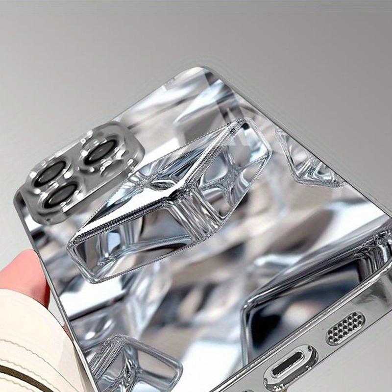 Crystal Ice Cubes Pattern Tempered Glass Phone Case For iPhone 17 Pro Max 16 15 14 13 12 11 Pro Plus 17 Air Electroplate Cover