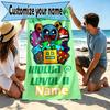 Custom Name Personalized Geometry Dash Print Beach Towel, for Trip Camping Beach Party Home Decor, Birthday Gift for Family & Friends