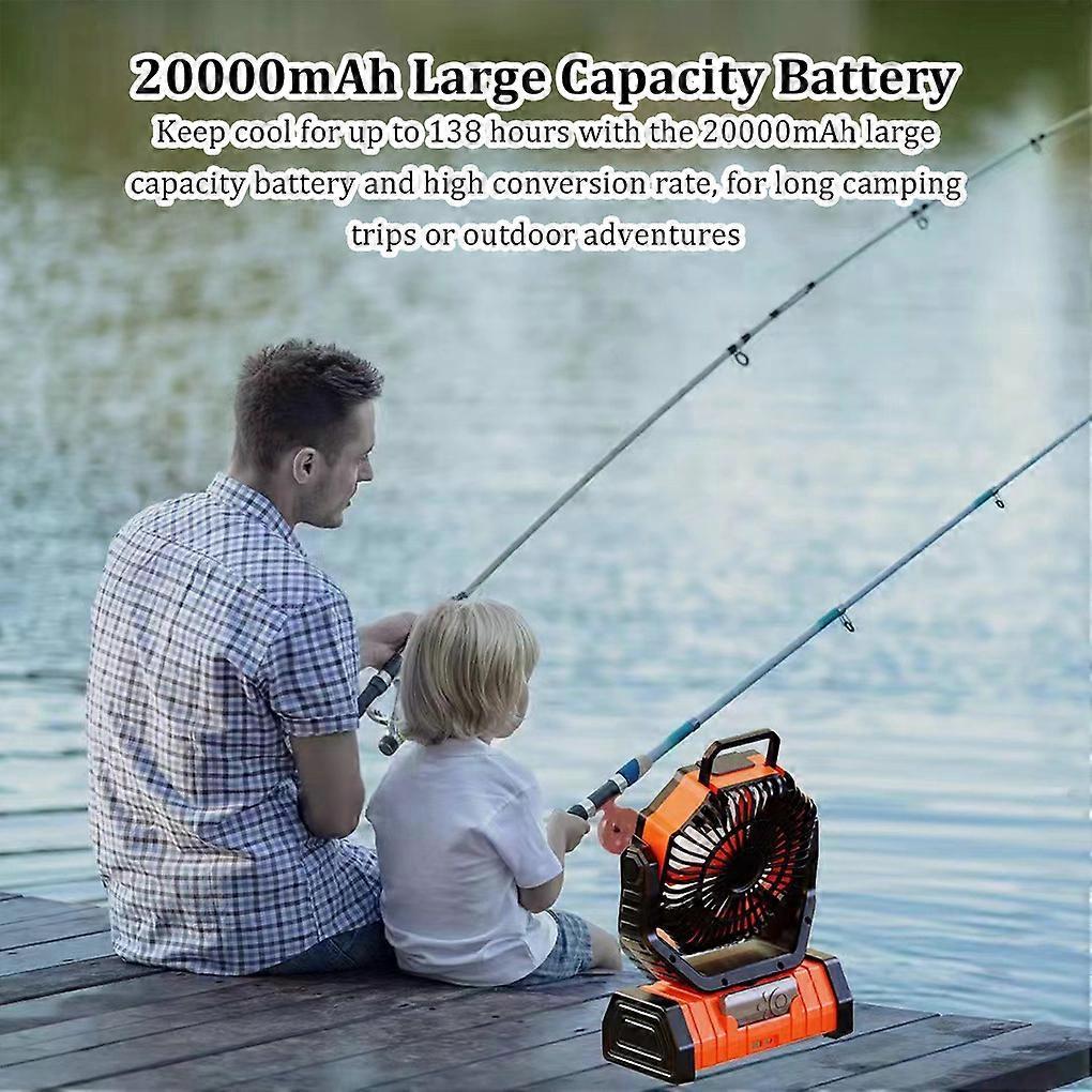 Portable Silent LED Light Fan With 270° Head Rotation For Camping Or Travel Portable Air Circulator