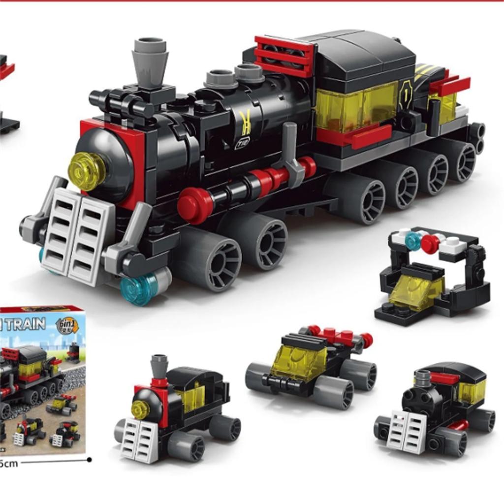 Building Toy for Kids - 6-in-1 Steam Train Model Set with 118, Construction Kit for Creative Play