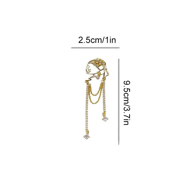 1PC Alloy Brooch Fashion A Girl Elegant Tassel Brooch For Women With Pearl Earrings Dress Collar Accesories Pins Jewelry