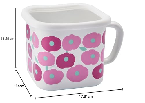Toyo Horo Plune Enamel Multi-Square Pot, Fluffy Flower Pink, Size: Approx. W17.8 D14 H11.8 YJ-824