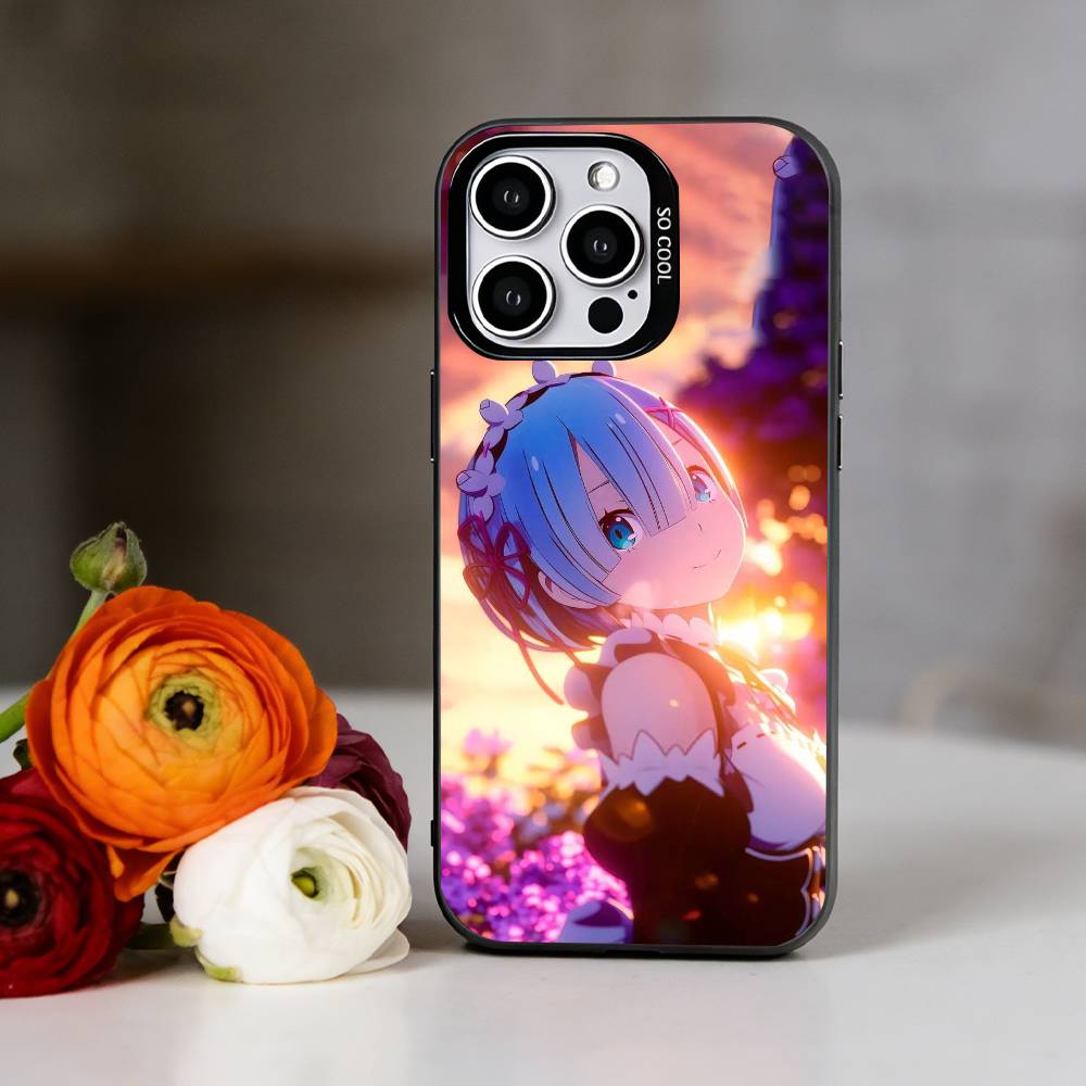 Rem R-Re Anime Z-Zero Phone Case For iPhone 17,16,15,14,13,12,11 Plus,Pro Max,XS,Colored Silver Plated Inside Cover
