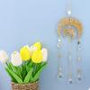 Natural Crystal Moon Pendant Sun Catcher Wind Chime for Home and Garden Decoration
