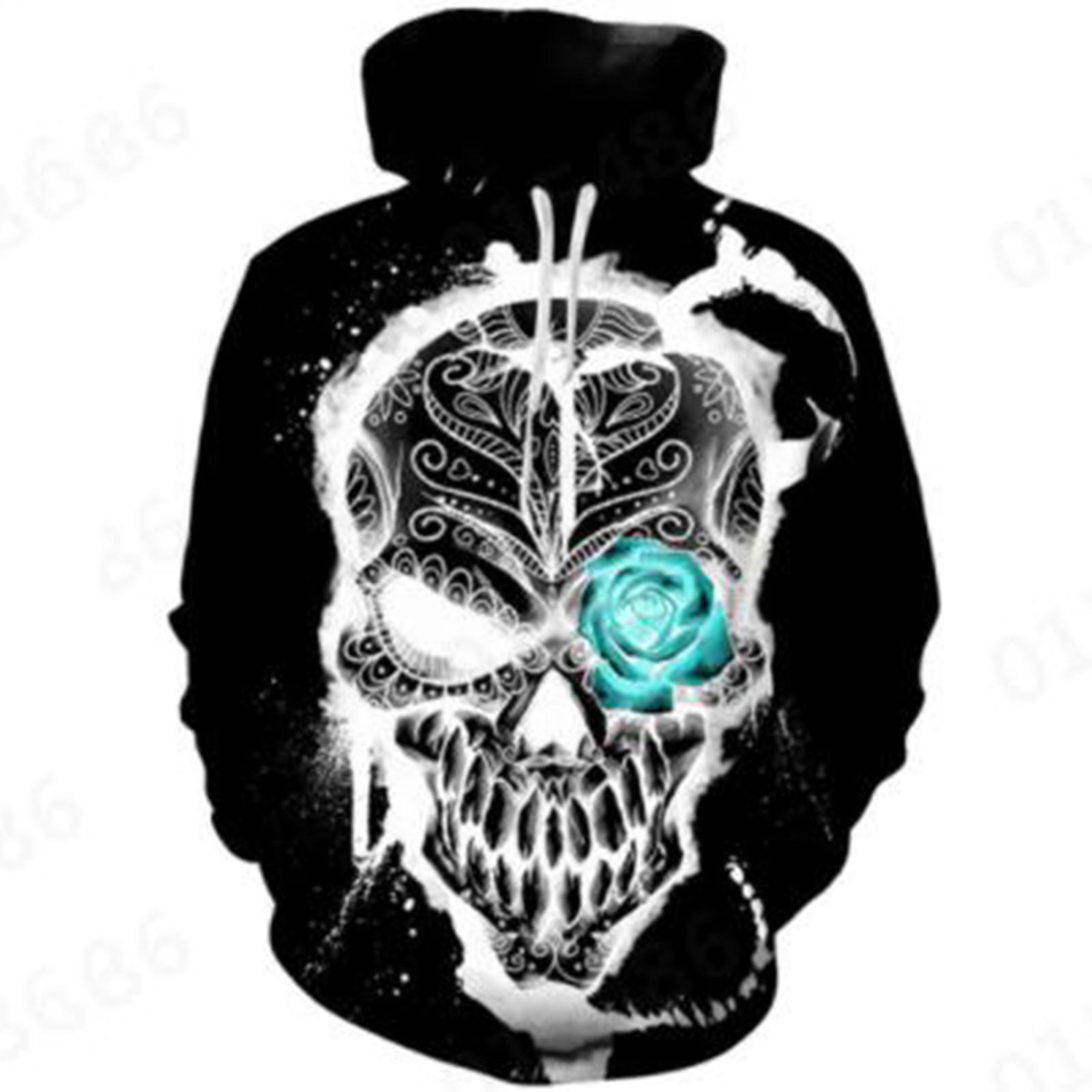 

Повседневный и свободный свитер с 3D-принтом, модная уличная одежда с капюшоном M чёрный