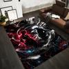 "Anime Style Rug with Character Silhouettes and Fiery Red & Black Design" Suitable for Use As an Anti-slip for Living Room Bedroom Sofas