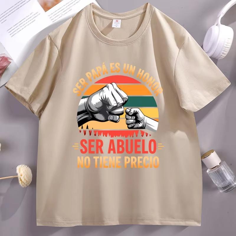 Ser Papa Es Un Honor TShirts Spanish Grandfather T Shirt Retro Grandpa Tshirt Casual pure Cotton Short Sleeve Round Neck Tees