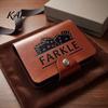 Compact Tabletop Games Farkle Dice Board Game, with Faux Leather Case, 6 Dices, Wooden Game Set Scoreboard, Portable for Travel Family Party Night
