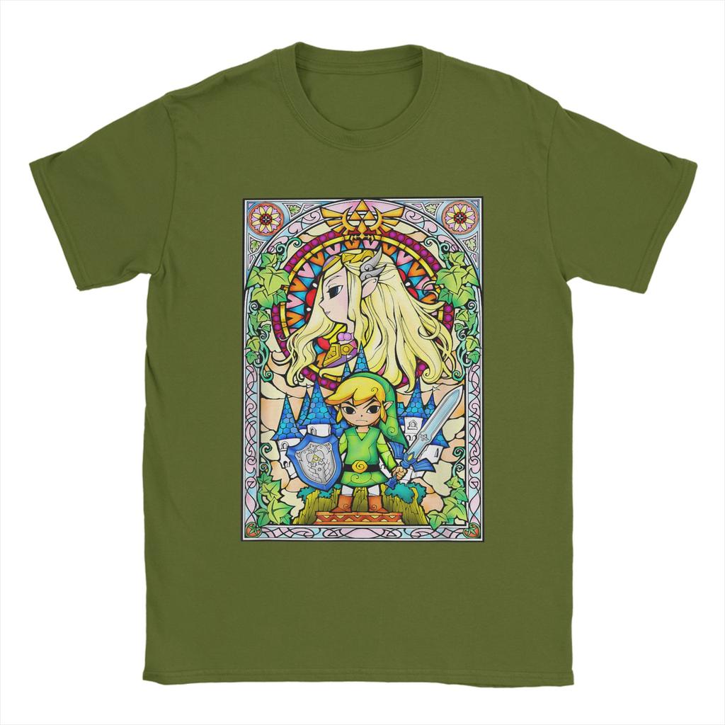 Zeldas Wind Waker Stained Glass T Shirt for Unisex 100 Cotton Funny TShirt Round Collar  Tee Shirt Short Sleeve Tops Classic