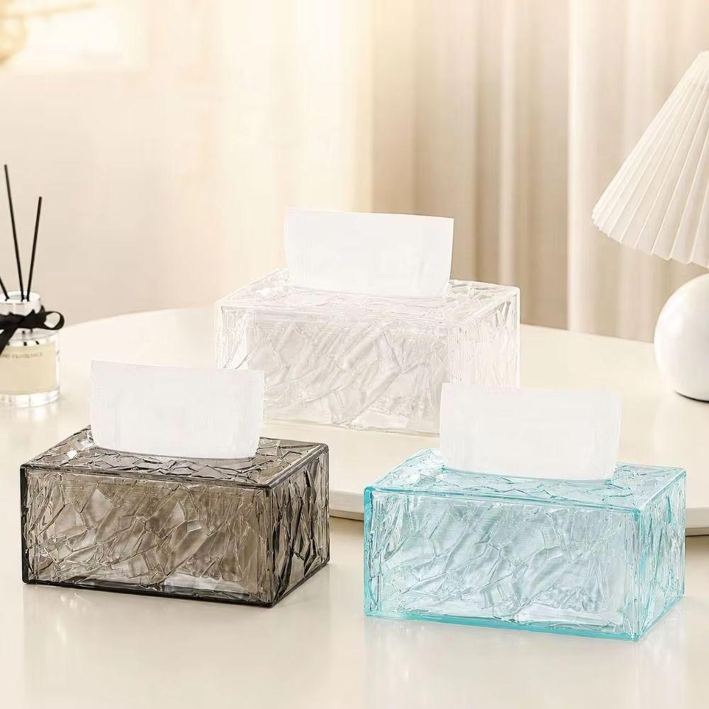 Non-Slip Clear Tissue Box Dust Resistant Tissue Storage Case Facial Tissue Holder Living Room
