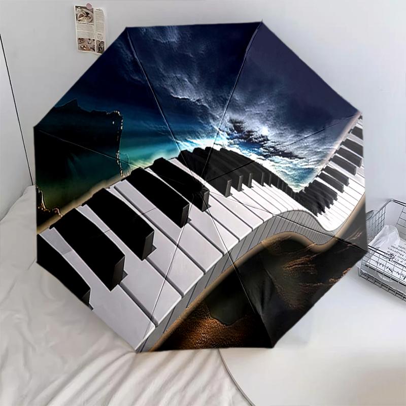 

1PC Piano keys Umbrella Portable Folding Umbrella Iron Frame Hole Bone Structure Outdoor Home Umbrella A19