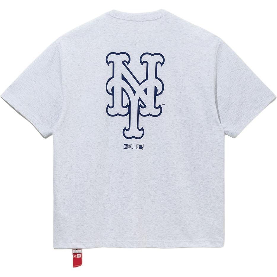New Era Logo Printed Loose Fit Round Neck Short Sleeve T-Shirt Unisex Tops Heather-Gray 14536489