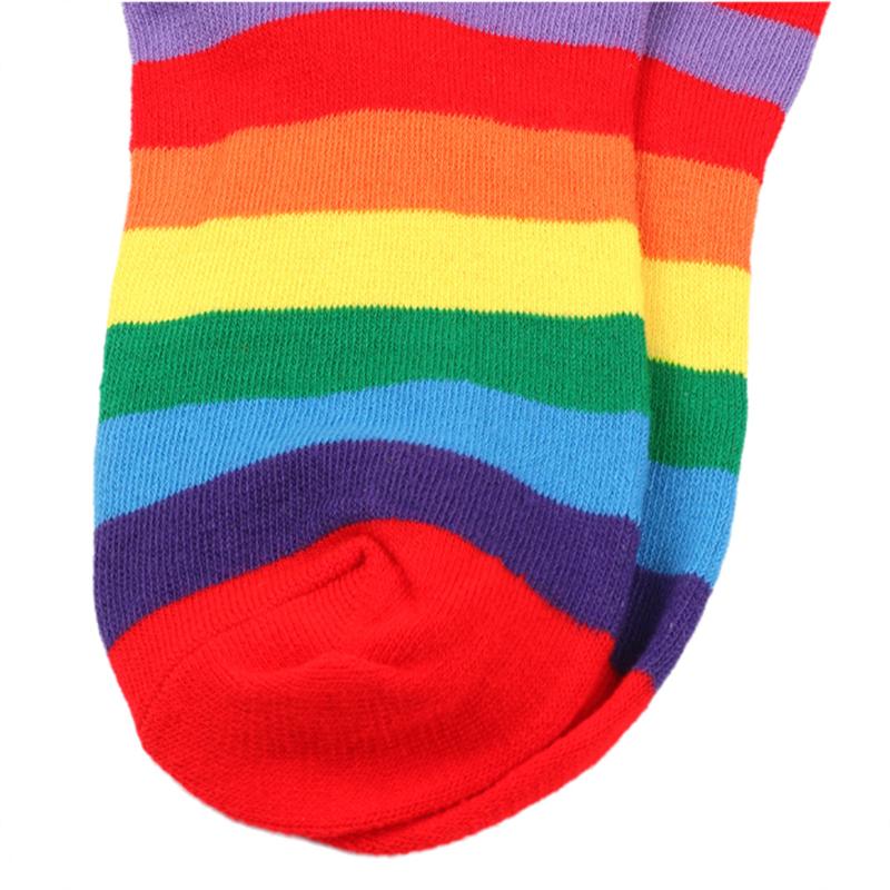 Rainbow Striped Long Tube Socks Over-the-Knee Socks Women Festival Party Costume Accessories Performance Dance Colorful Striped Socks Wholesale