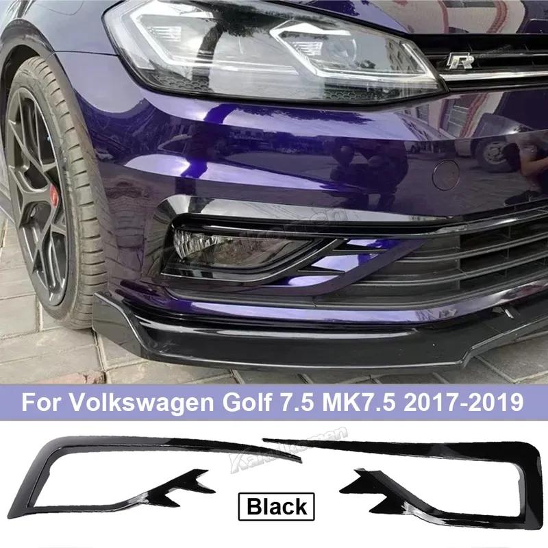 2x Front Bumper Fog Light Grille Frame Cover Trim Wind Knife Razor Style Canards For Volkswagen Golf 7.5 MK7.5 2017 2018 2019