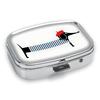 Portapillole Portatile con 2 Scomparti, Mini Custodia Organizer in Metallo per Medicine, Carino Contenitore Stampato per Pillole, Vitamine, Gioielli, Viaggio, Uso Quotidiano